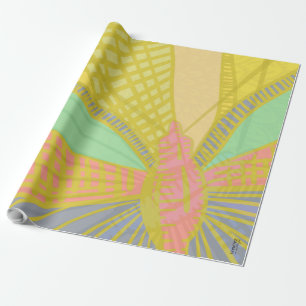 Abstract Gold Butterfly Jad Pink Wrapping Paper
