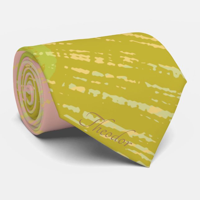 Abstract Gold Butterfly Pink Violet Pastel _ Tie (Rolled)