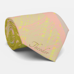 Abstract Gold Butterfly Pink Violet Pastel Tie