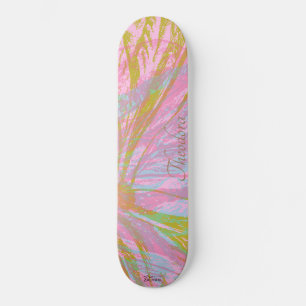 Abstract Gold Butterfly Pink Violet Pattern Skateboard