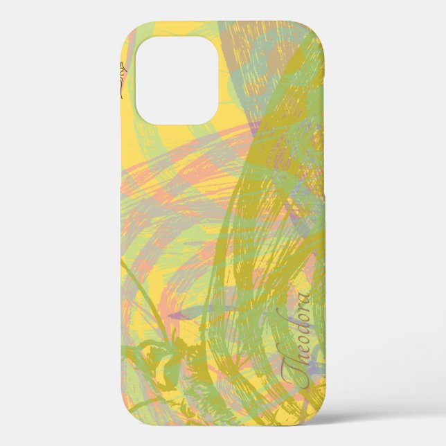 Abstract Gold Butterfly Yellow Blue Pastel Case-Mate iPhone Case (Back)