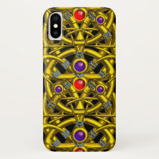 ABSTRACT GOLD CELTIC KNOTS WITH COLORFUL GEMSTONES Case-Mate iPhone CASE