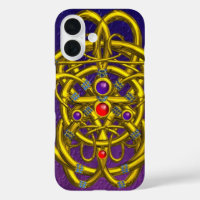 ABSTRACT GOLD CELTIC KNOTS WITH GEMSTONES