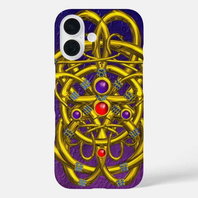 ABSTRACT GOLD CELTIC KNOTS WITH GEMSTONES Case-Mate iPhone CASE (Back)