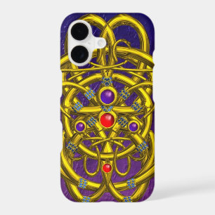 ABSTRACT GOLD CELTIC KNOTS WITH GEMSTONES Purple