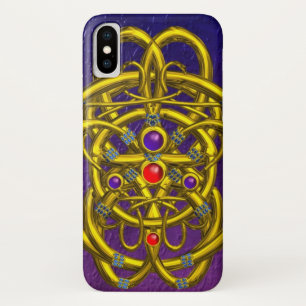 ABSTRACT GOLD CELTIC KNOTS WITH GEMSTONES Purple Case-Mate iPhone Case