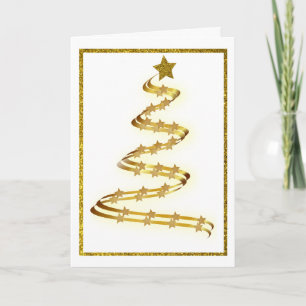 Abstract Gold Christmas Tree Stars Outline Custom Holiday Card