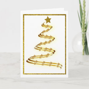 Abstract Gold Christmas Tree Stars Outline Custom Holiday Card