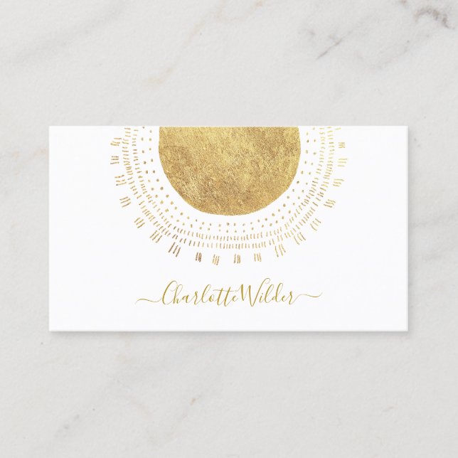 Abstract Gold Circle Sun Rays Calling Card (Front)