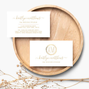 Abstract Gold Circles Monongram Business Card