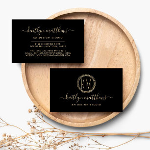 Abstract Gold Circles Monongram Business Card