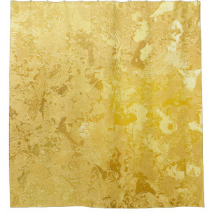 Abstract gold colour painted on grunge rough surfa shower curtain