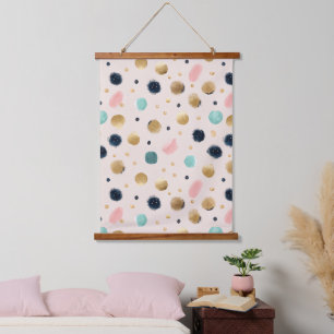 Abstract Gold & Colourful Brushstroke Circle Hanging Tapestry