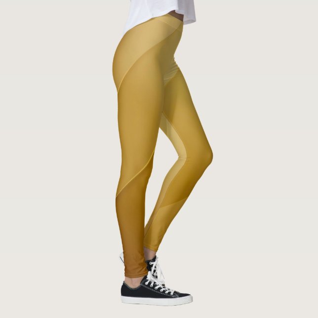 Abstract Gold Diagonal Layers Luxury Art Leggings (Right)