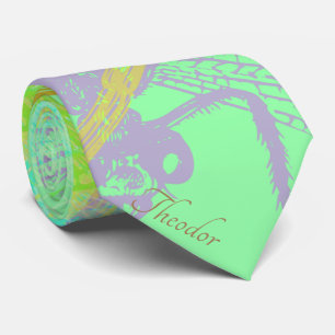 Abstract Gold Dragonfly Blue Pastel Pattern Tie