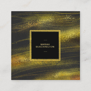 ** Abstract Gold Dust and Black Exciting Bold Square Business Card