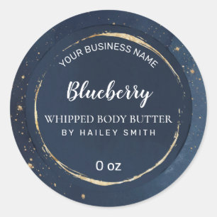 Abstract Gold Dust Navy Blue Whipped Body Butter Classic Round Sticker