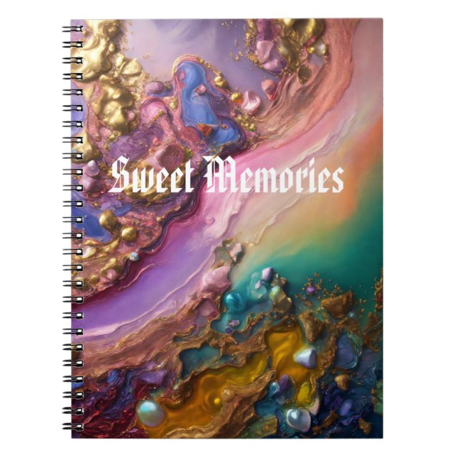 Abstract Gold Fluid Spiral Photo Notebook (Front)