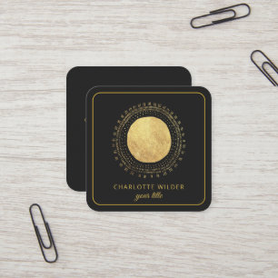 Abstract Gold Foil Circle Square Black Square Busi Business Card