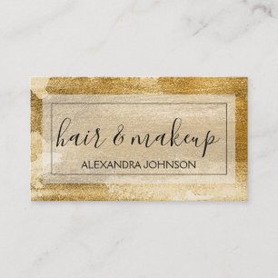 Abstract Gold Foil Trendy Hair and makeup Business Card