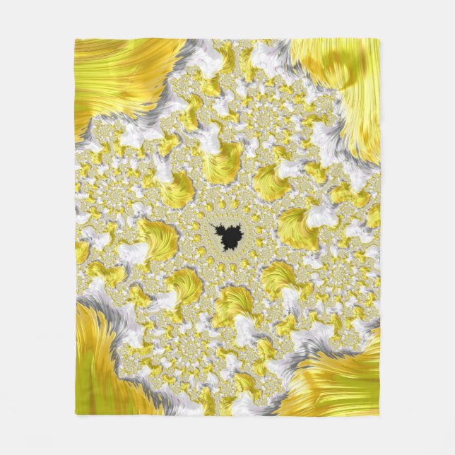 Abstract Gold Fractal Fleece Blanket (Front)