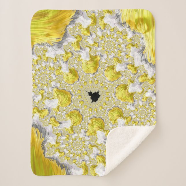 Abstract Gold Fractal Sherpa Blanket (Front)