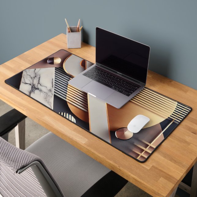 Abstract Gold Geometric Desk Mat (Office 2)