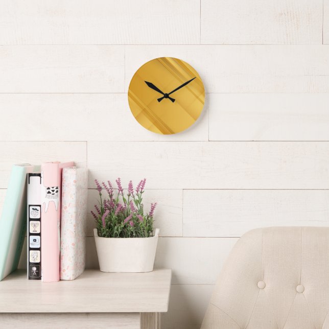 Abstract Gold Geometric Luxury Background Art Round Clock (Reading Room)