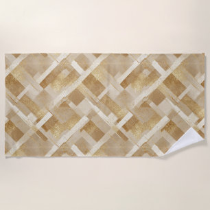 Abstract Gold Geometric Pattern with Metallic Beach Towel