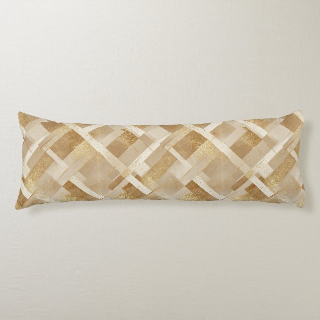 Abstract Gold Geometric Pattern with Metallic Body Cushion (Front)