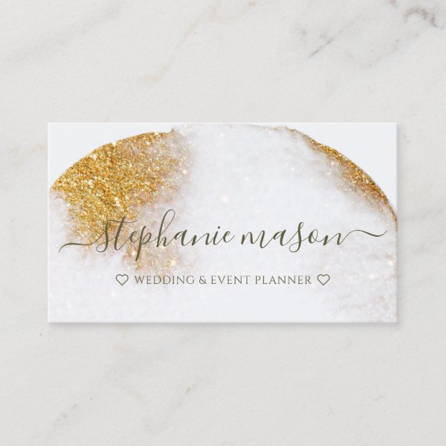 Abstract Gold Glitter Watercolor Luxe Modern Chic Business Card (Front)