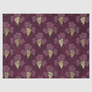 Abstract Gold Grapes and Leaves on Wine Decoupage Tissue Paper