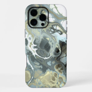 Abstract Gold & Grey Marble Stone Fluid Texture iPhone 16 Pro Max Case