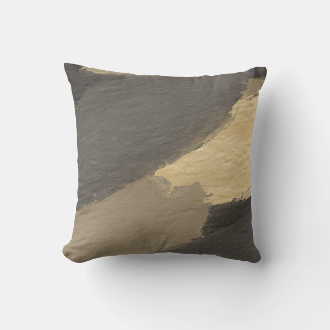 Abstract Gold Grey Paint Modern Cushion (Front)