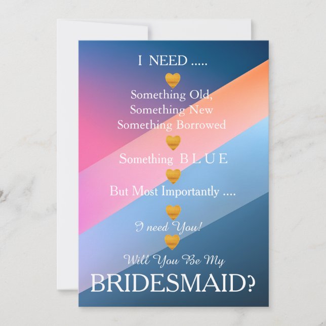 Abstract Gold Heart Will You Be my Bridesmaid Invitation (Front)