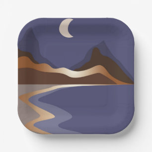 Abstract gold landscape paper plate