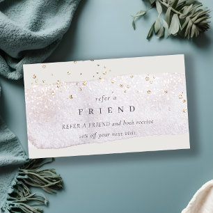 Abstract Gold Lilac Brush Stoke Refer a Friend Business Card