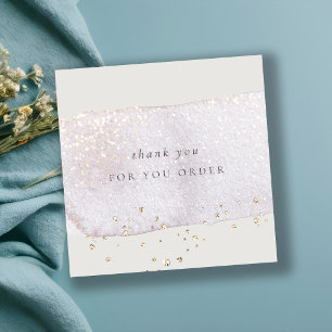 Abstract Gold Lilac Brush Stoke Thank You Order Square Business Card