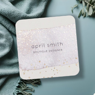 Abstract Gold Lilac Brush Stoke Watercolor Glitter Square Business Card