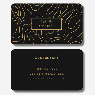 Abstract Gold Line Pattern Monogram Script Name Business Card