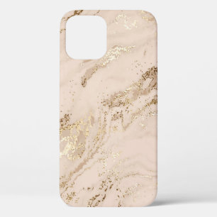Abstract gold marble with glitter waves iPhone 12 case