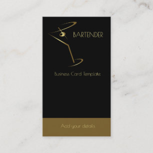 Abstract Gold Martini Olive Cocktail Bartender Business Card