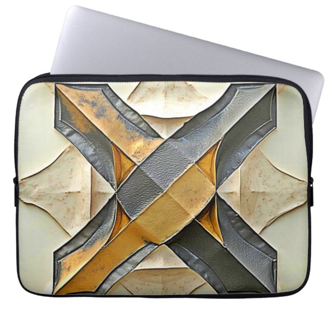 Abstract Gold Metal Design Laptop Sleeve (Front)