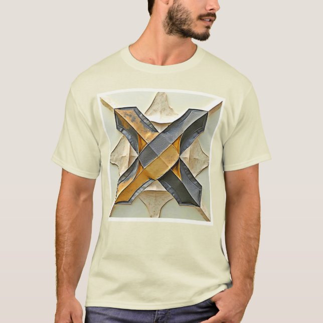 Abstract Gold Metal Design T-Shirt (Front)