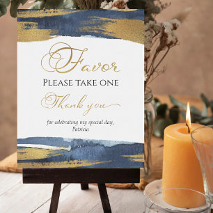 Abstract Gold Navy Blue Bridal Shower Favours Sign
