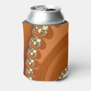 Abstract Gold Orange Gradient Spiral Fractal Can Cooler