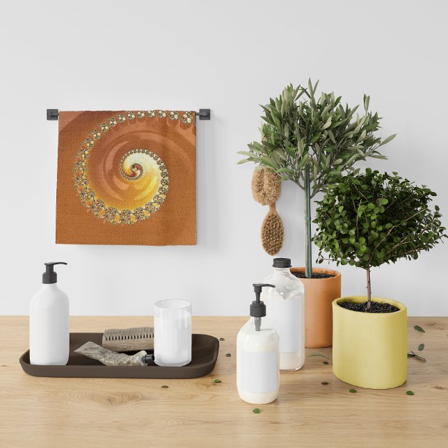 Abstract Gold Orange Gradient Spiral Fractal Hand Towel (Creator Uploaded)