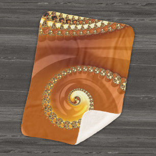 Abstract Gold Orange Gradient Spiral Fractal Sherpa Blanket