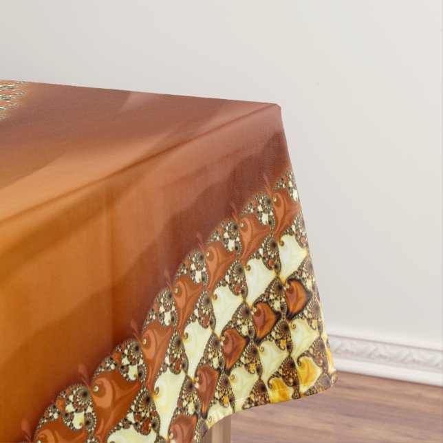 Abstract Gold Orange Gradient Spiral Fractal Tablecloth (In Situ)