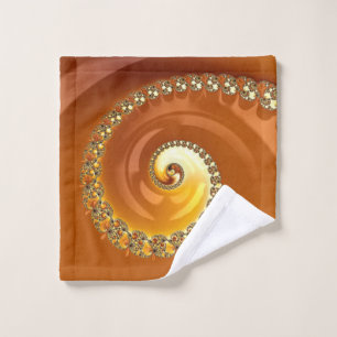 Abstract Gold Orange Gradient Spiral Fractal Wash Cloth